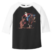 Funny Cowboy Santa Bulldogging Christmas Western Cowboy Xmas Toddler Fine Jersey T-Shirt