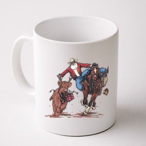 Funny Cowboy Santa Bulldogging Christmas Western Cowboy Xmas Coffee Mug