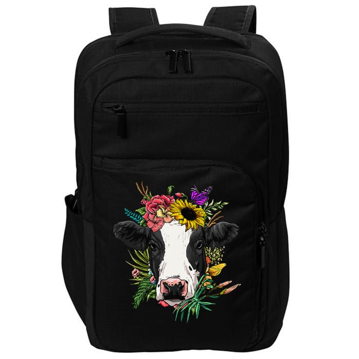 Floral Cow Spring Nature Lovers Impact Tech Backpack