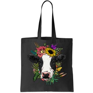 Floral Cow Spring Nature Lovers Tote Bag