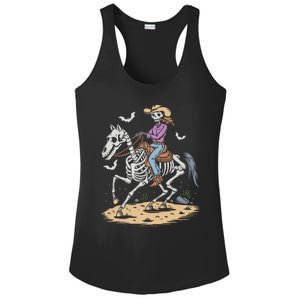 Funny Cowgirl Skeleton Riding Horse Spooky Halloween Western Ladies PosiCharge Competitor Racerback Tank