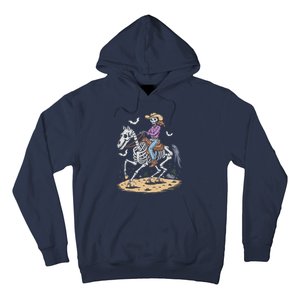 Funny Cowgirl Skeleton Riding Horse Spooky Halloween Western Hoodie