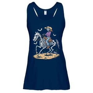 Funny Cowgirl Skeleton Riding Horse Spooky Halloween Western Ladies Essential Flowy Tank