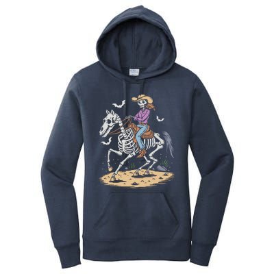 Funny Cowgirl Skeleton Riding Horse Spooky Halloween Western Women's Pullover Hoodie