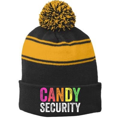 Funny Candy Security Halloween Costume Stripe Pom Pom Beanie