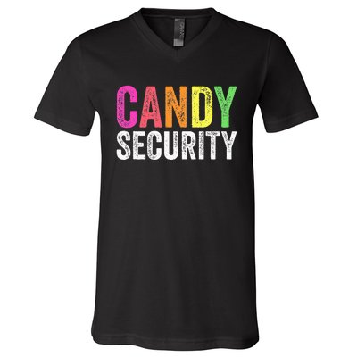 Funny Candy Security Halloween Costume V-Neck T-Shirt