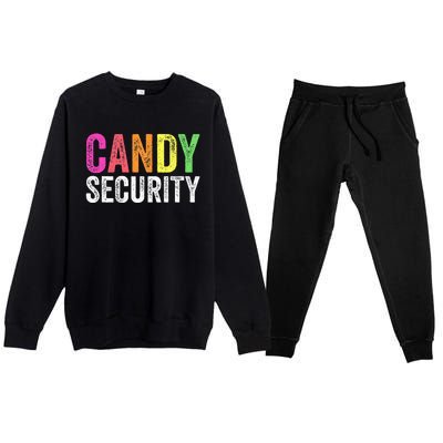 Funny Candy Security Halloween Costume Premium Crewneck Sweatsuit Set