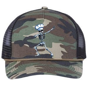 Funny Chef Skeleton Dabbing Cook Cooking Hat Hobby Cooking Funny Gift Retro Rope Trucker Hat Cap