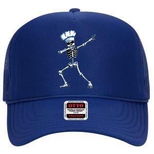 Funny Chef Skeleton Dabbing Cook Cooking Hat Hobby Cooking Funny Gift High Crown Mesh Back Trucker Hat