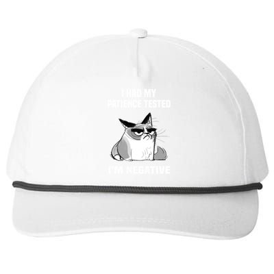 Funny cat sarcasm cat I Had My Patience Tested I'm Negative Snapback Five-Panel Rope Hat