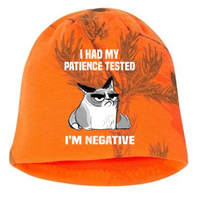 Funny cat sarcasm cat I Had My Patience Tested I'm Negative Kati - Camo Knit Beanie