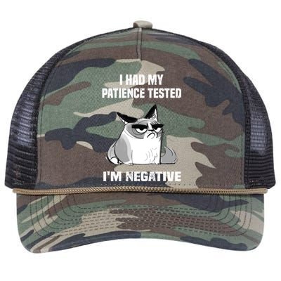 Funny cat sarcasm cat I Had My Patience Tested I'm Negative Retro Rope Trucker Hat Cap