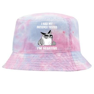 Funny cat sarcasm cat I Had My Patience Tested I'm Negative Tie-Dyed Bucket Hat