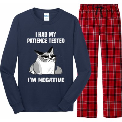 Funny cat sarcasm cat I Had My Patience Tested I'm Negative Long Sleeve Pajama Set