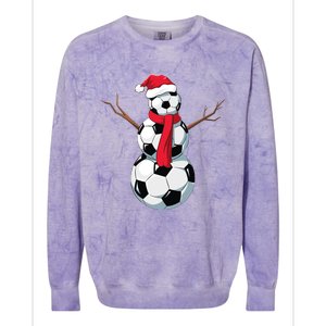 Funny Christmas Soccer Balls Santa Snowman Santa Hat Player Colorblast Crewneck Sweatshirt