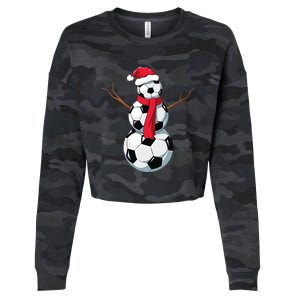 Funny Christmas Soccer Balls Santa Snowman Santa Hat Player Cropped Pullover Crew