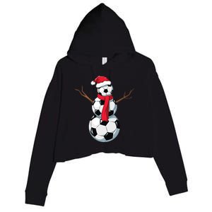 Funny Christmas Soccer Balls Santa Snowman Santa Hat Player Crop Fleece Hoodie