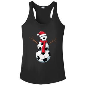 Funny Christmas Soccer Balls Santa Snowman Santa Hat Player Ladies PosiCharge Competitor Racerback Tank