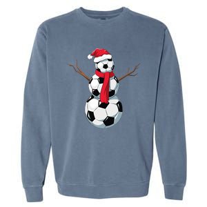 Funny Christmas Soccer Balls Santa Snowman Santa Hat Player Garment-Dyed Sweatshirt