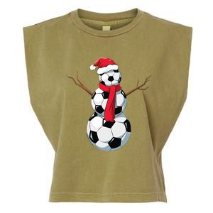 Funny Christmas Soccer Balls Santa Snowman Santa Hat Player Garment-Dyed Women's Muscle Tee