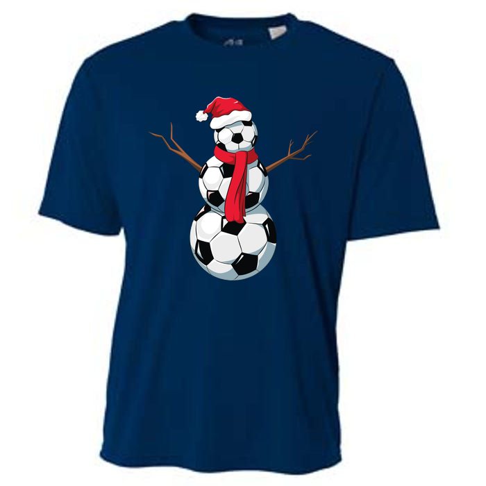 Funny Christmas Soccer Balls Santa Snowman Santa Hat Player Cooling Performance Crew T-Shirt