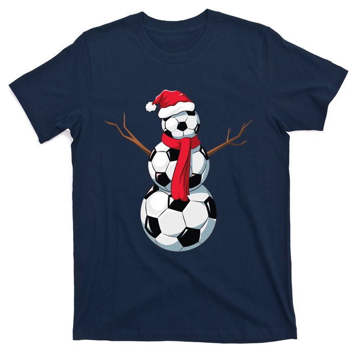 Funny Christmas Soccer Balls Santa Snowman Santa Hat Player T-Shirt