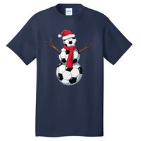 Funny Christmas Soccer Balls Santa Snowman Santa Hat Player Tall T-Shirt