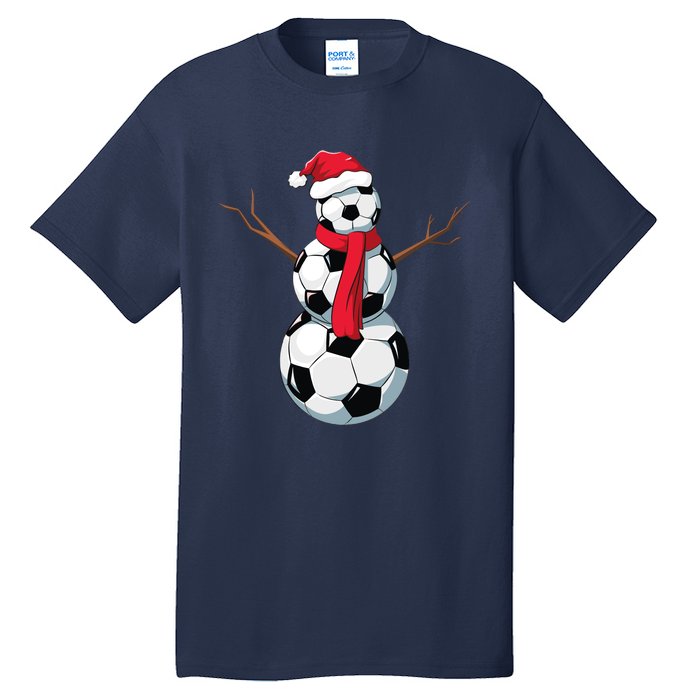 Funny Christmas Soccer Balls Santa Snowman Santa Hat Player Tall T-Shirt