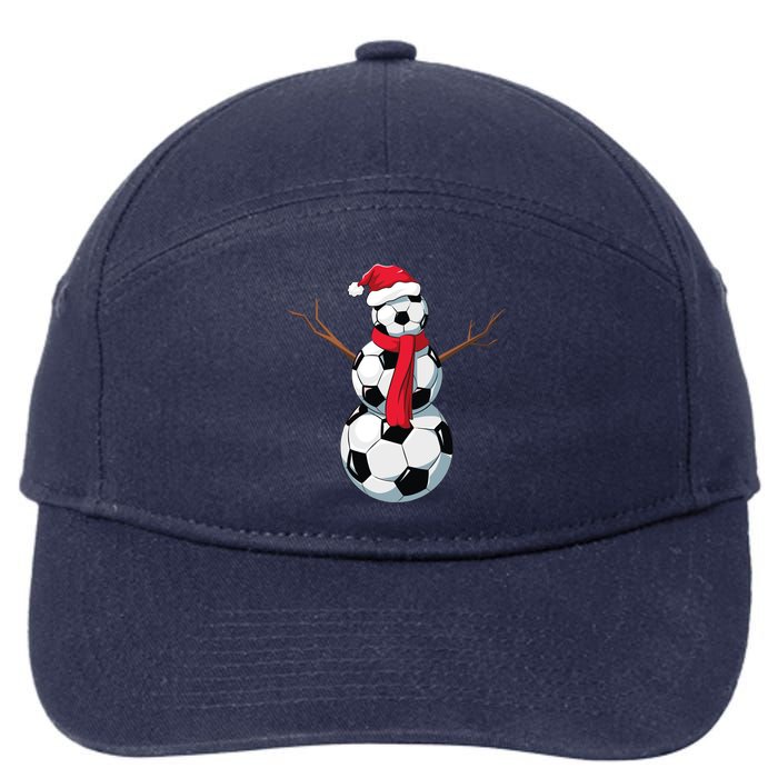 Funny Christmas Soccer Balls Santa Snowman Santa Hat Player 7-Panel Snapback Hat