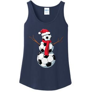 Funny Christmas Soccer Balls Santa Snowman Santa Hat Player Ladies Essential Tank