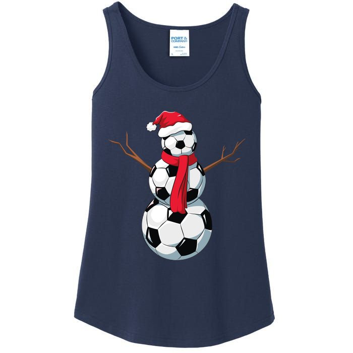 Funny Christmas Soccer Balls Santa Snowman Santa Hat Player Ladies Essential Tank