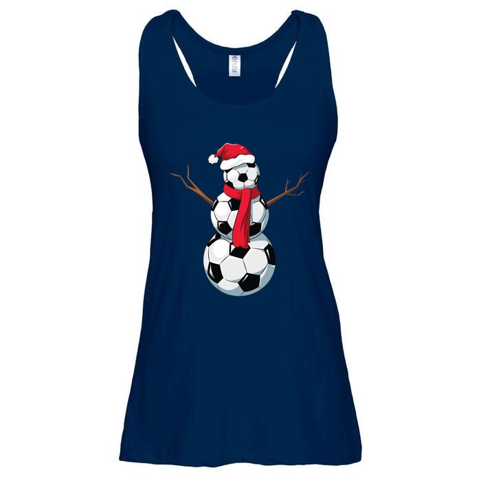 Funny Christmas Soccer Balls Santa Snowman Santa Hat Player Ladies Essential Flowy Tank