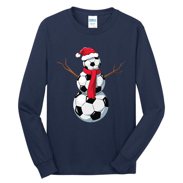 Funny Christmas Soccer Balls Santa Snowman Santa Hat Player Tall Long Sleeve T-Shirt