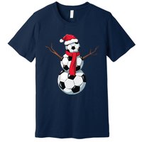 Funny Christmas Soccer Balls Santa Snowman Santa Hat Player Premium T-Shirt