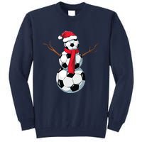 Funny Christmas Soccer Balls Santa Snowman Santa Hat Player Tall Sweatshirt