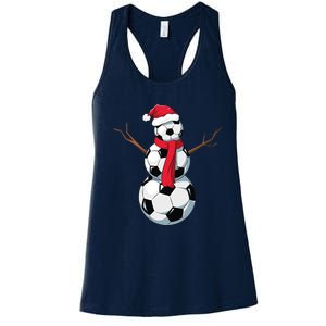 Funny Christmas Soccer Balls Santa Snowman Santa Hat Player Women's Racerback Tank