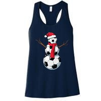 Funny Christmas Soccer Balls Santa Snowman Santa Hat Player Women's Racerback Tank