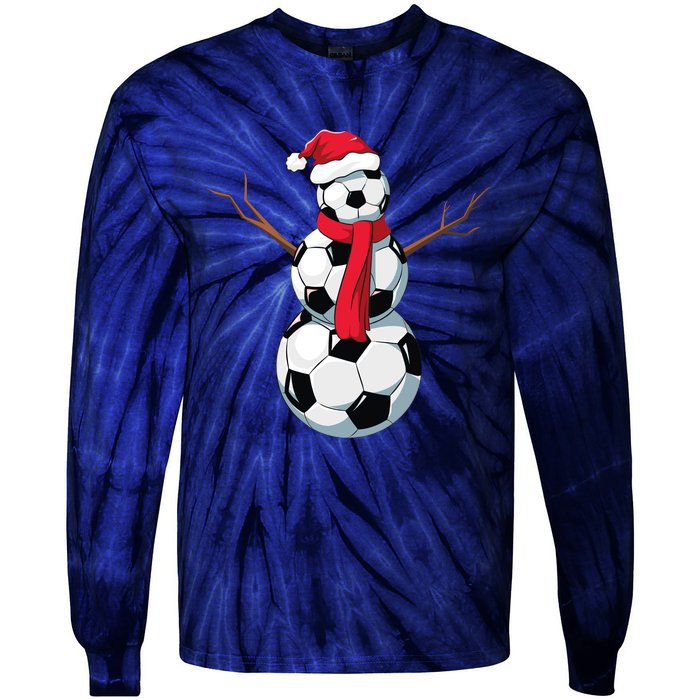 Funny Christmas Soccer Balls Santa Snowman Santa Hat Player Tie-Dye Long Sleeve Shirt