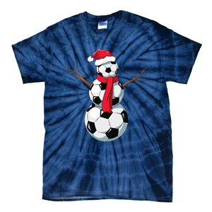 Funny Christmas Soccer Balls Santa Snowman Santa Hat Player Tie-Dye T-Shirt