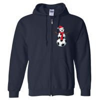 Funny Christmas Soccer Balls Santa Snowman Santa Hat Player Full Zip Hoodie