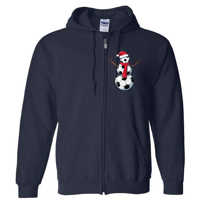 Funny Christmas Soccer Balls Santa Snowman Santa Hat Player Full Zip Hoodie