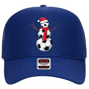 Funny Christmas Soccer Balls Santa Snowman Santa Hat Player High Crown Mesh Back Trucker Hat