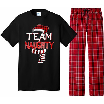 Funny Christmas Santa Claus Red Plaid Team Naughty Pajama Set