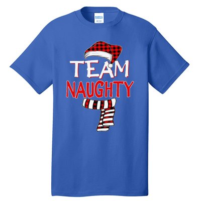 Funny Christmas Santa Claus Red Plaid Team Naughty Tall T-Shirt