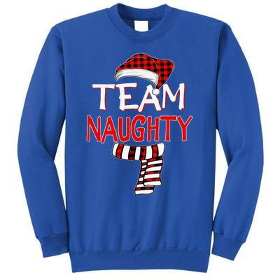 Funny Christmas Santa Claus Red Plaid Team Naughty Tall Sweatshirt