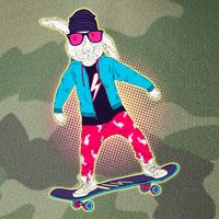 Funny Cool Skateboarding Easter Bunny Rabbit Legacy Tie Dye Trucker Hat