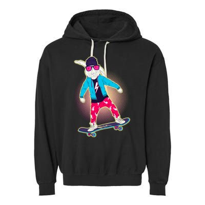 Funny Cool Skateboarding Easter Bunny Rabbit Garment-Dyed Fleece Hoodie