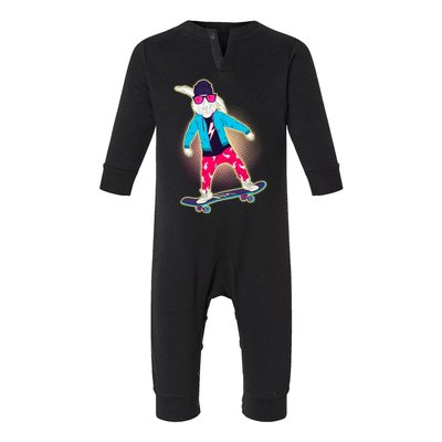 Funny Cool Skateboarding Easter Bunny Rabbit Infant Fleece One Piece