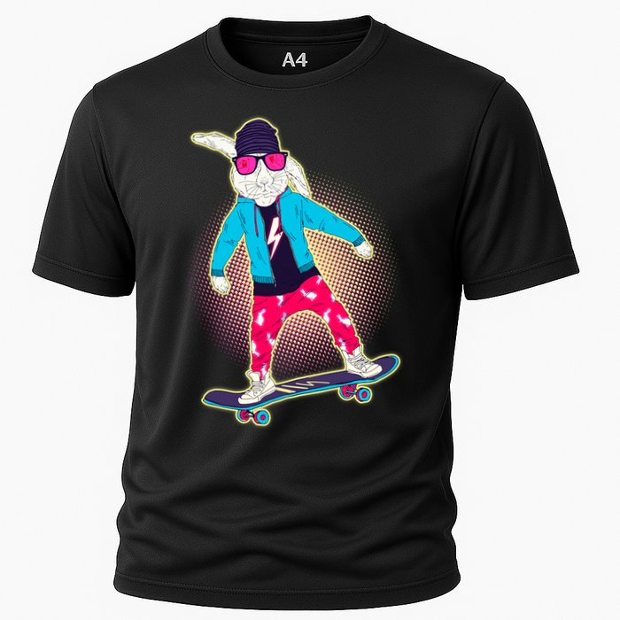 Funny Cool Skateboarding Easter Bunny Rabbit Cooling Performance Crew T-Shirt