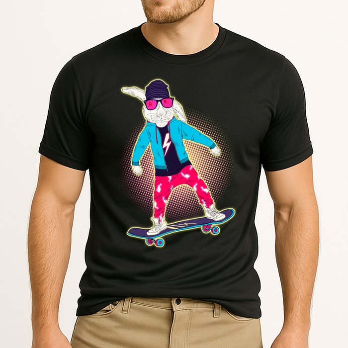 Funny Cool Skateboarding Easter Bunny Rabbit Cooling Performance Crew T-Shirt
